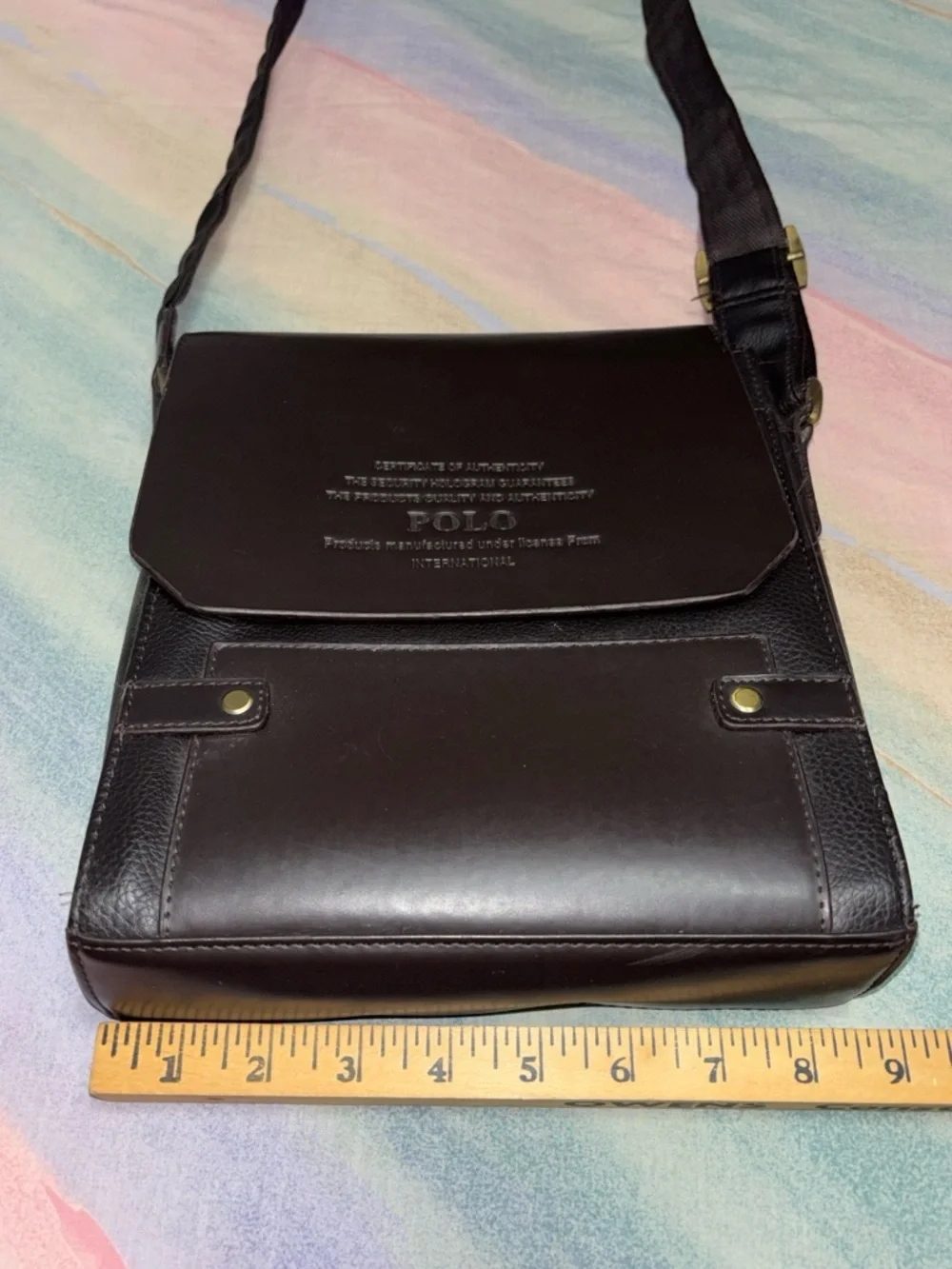 Polo International Leather Satchel Messenger Bag - Brown Crossbody